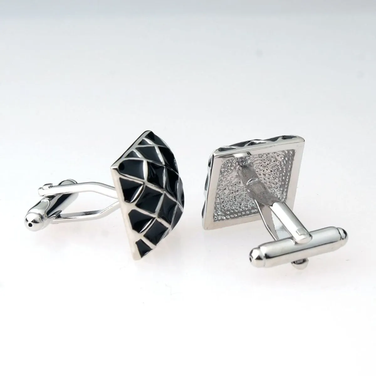 3D Checks Black Cufflinks In Box