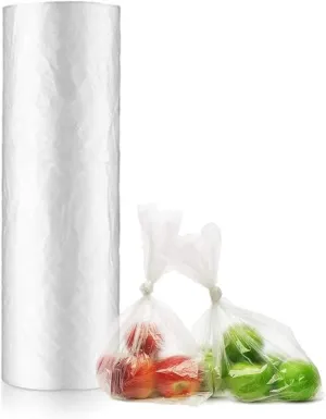500 x Clear Plastic Bags on a Roll | Food and Sandwich Roll Bags | Freezer Food Storage Bags Rolls | Clear Plastic Poly Food Bags Multi-Use Fresh Fruit and Veg (9" X 14")