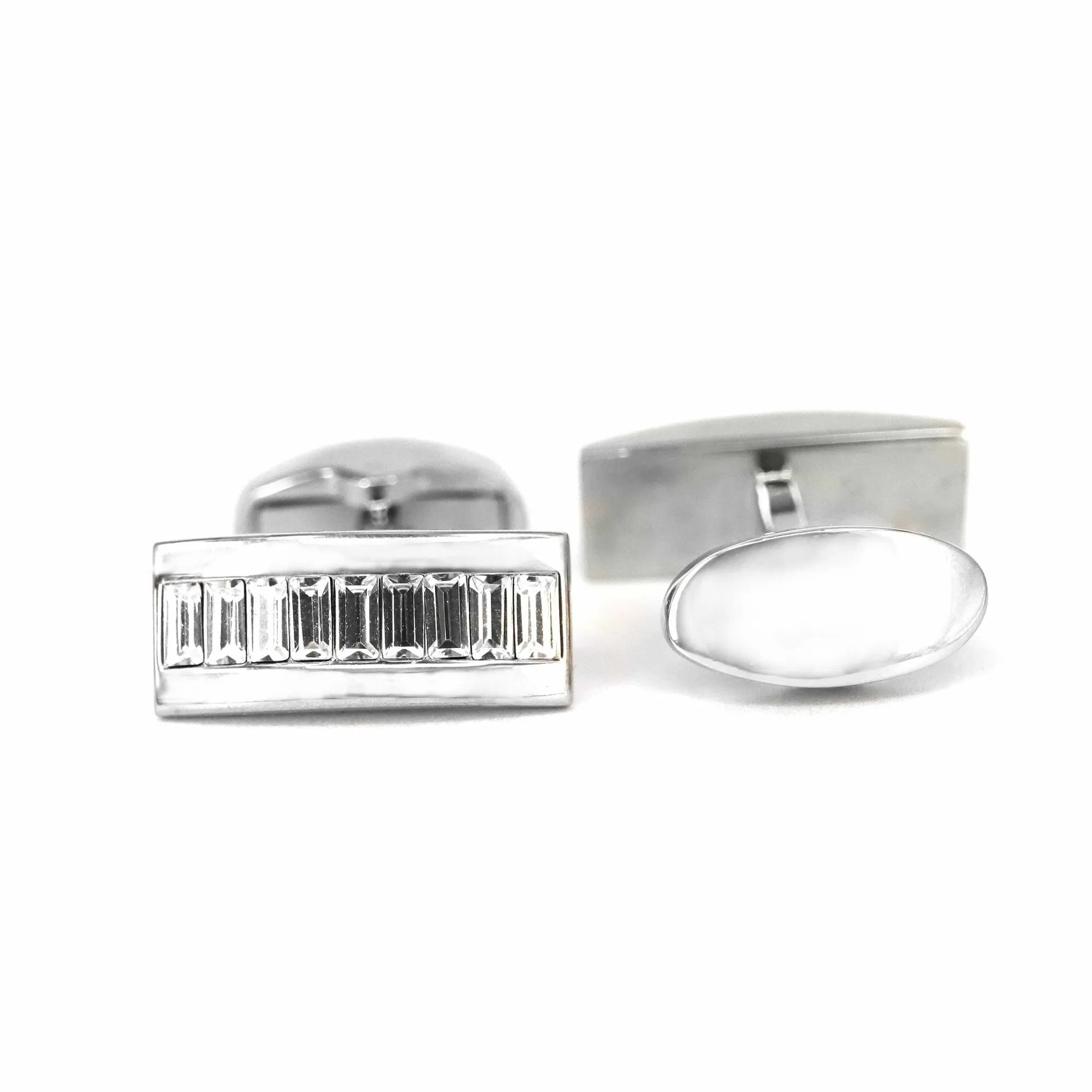 9 Clear Crystal Rectangle Cufflinks (Online Exclusive)