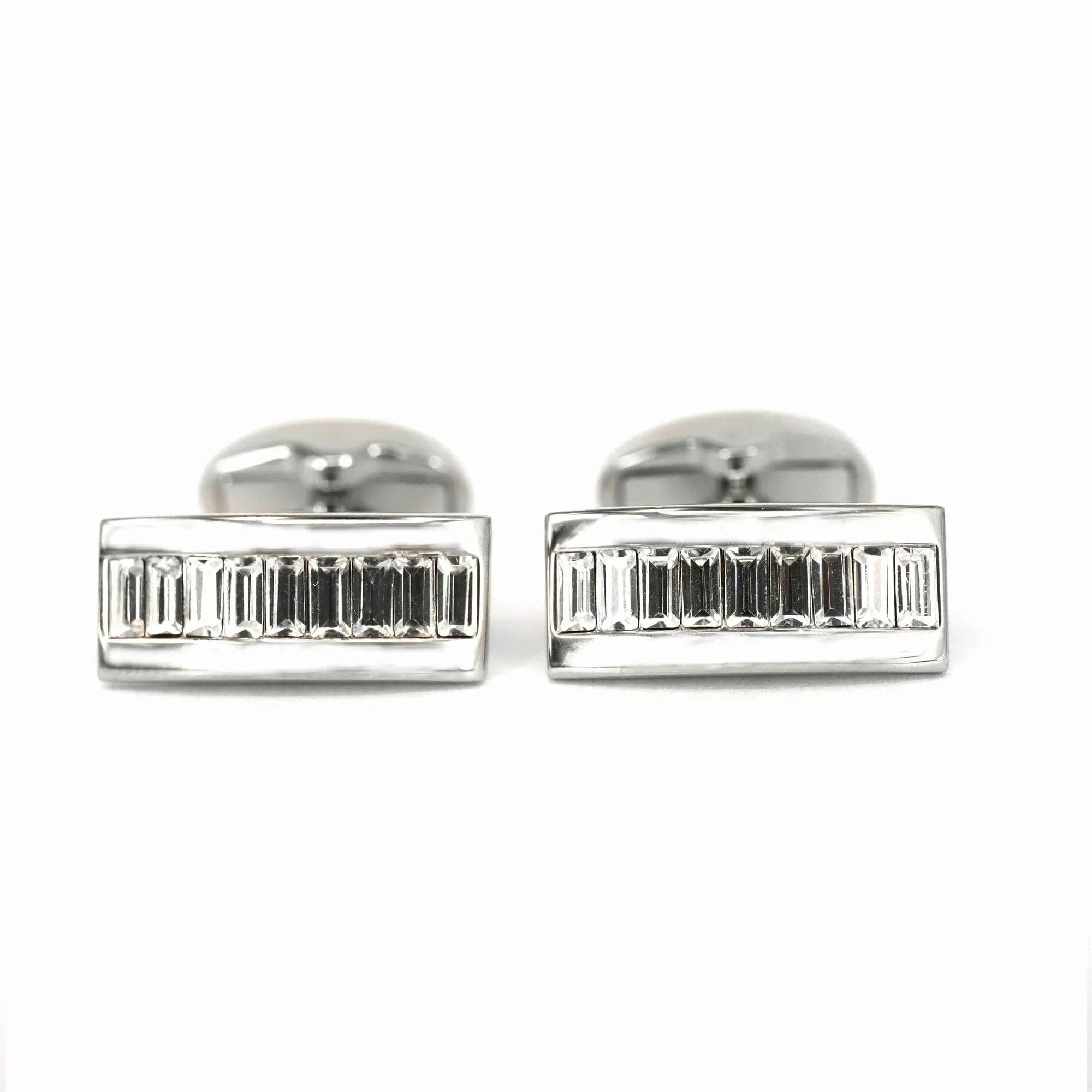 9 Clear Crystal Rectangle Cufflinks (Online Exclusive)
