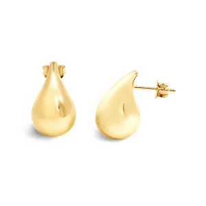 9ct Yellow Gold Teardrop Puff Stud Earrings