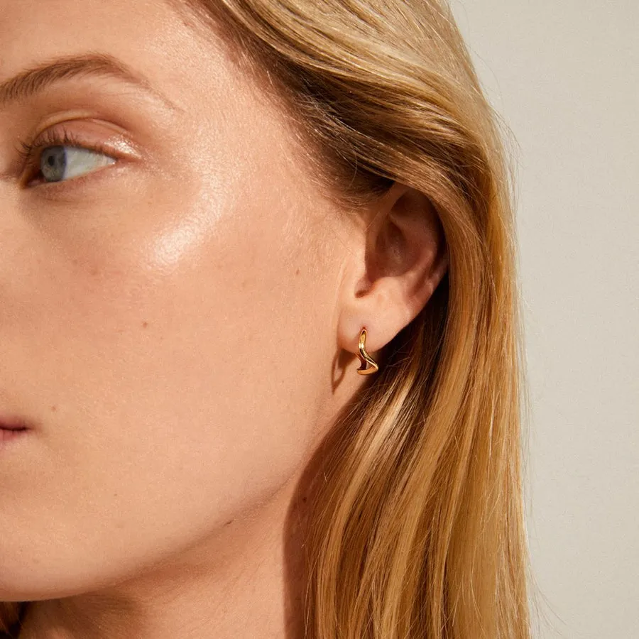 Alberte Organic Shape Hoop Earrings | Gold Plated
