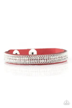 Babe Bling Red and White Narrow Wrap Snap Bracelet - Paparazzi Accessories