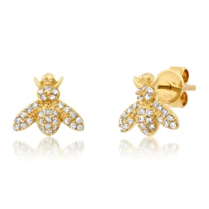 BABY BEE DIAMOND EARRINGS, 14kt GOLD