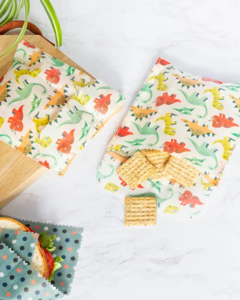 Beeswax Dandy Dino Sandwich Bags / 2 pc / Ecologie