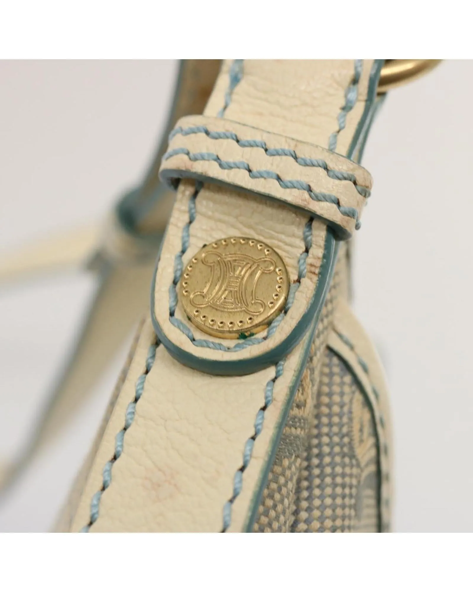 Blue Canvas Shoulder Bag with Shoulder Drop and Multiple Compartments