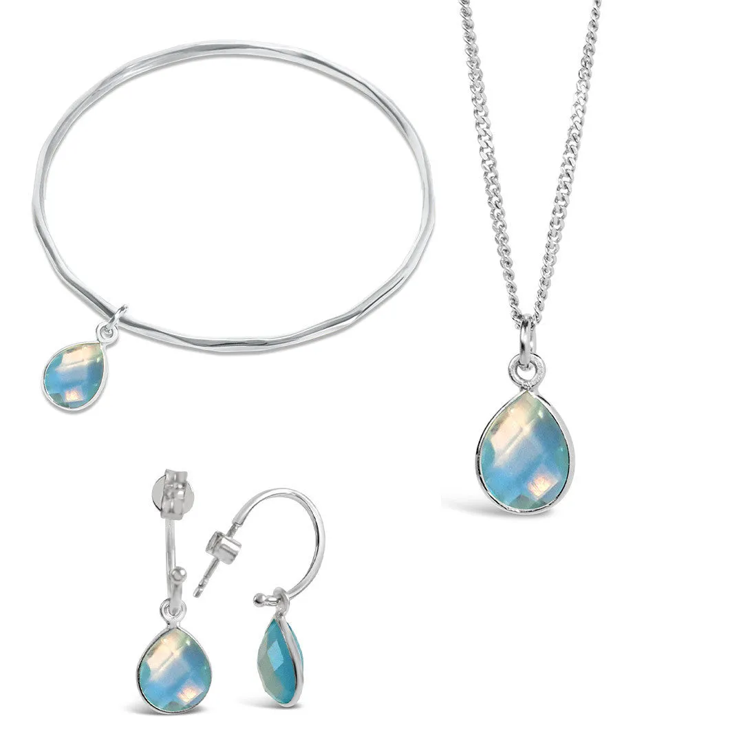 Blue Topaz Charm Bangle | Silver - December