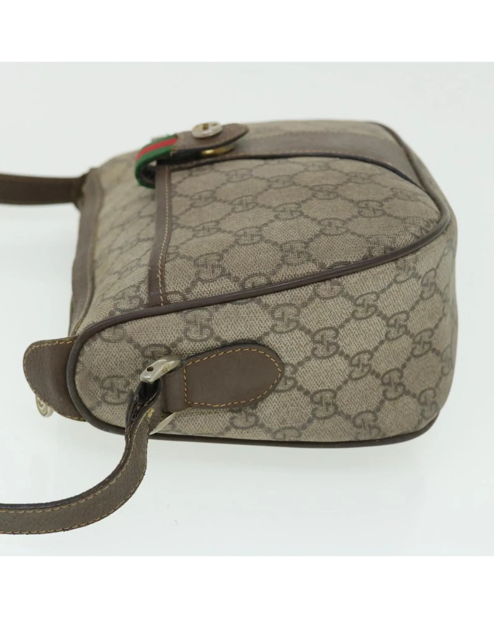 Canvas Shoulder Bag with Red and Beige Accents