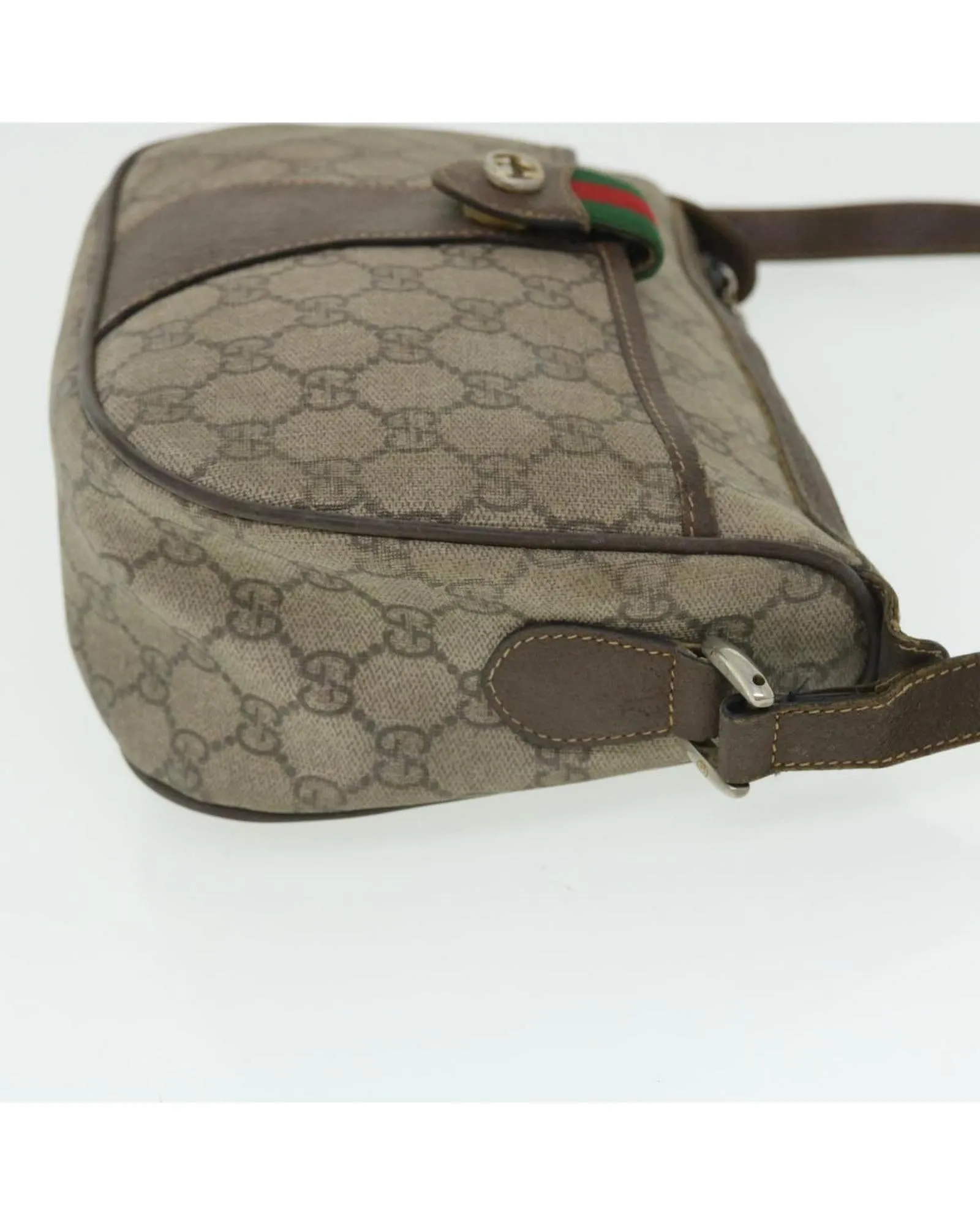 Canvas Shoulder Bag with Red and Beige Accents