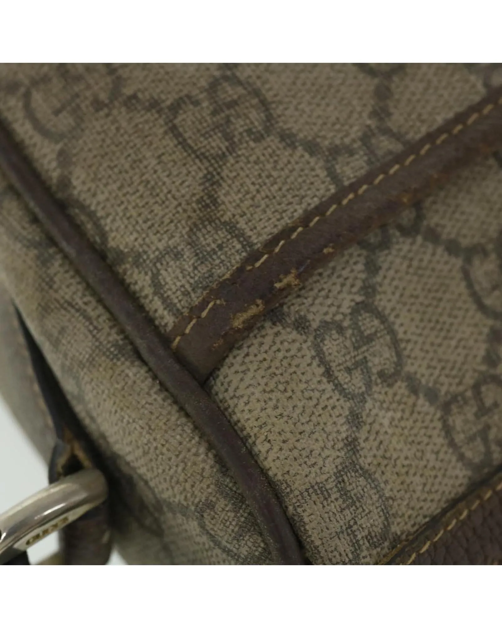 Canvas Shoulder Bag with Red and Beige Accents
