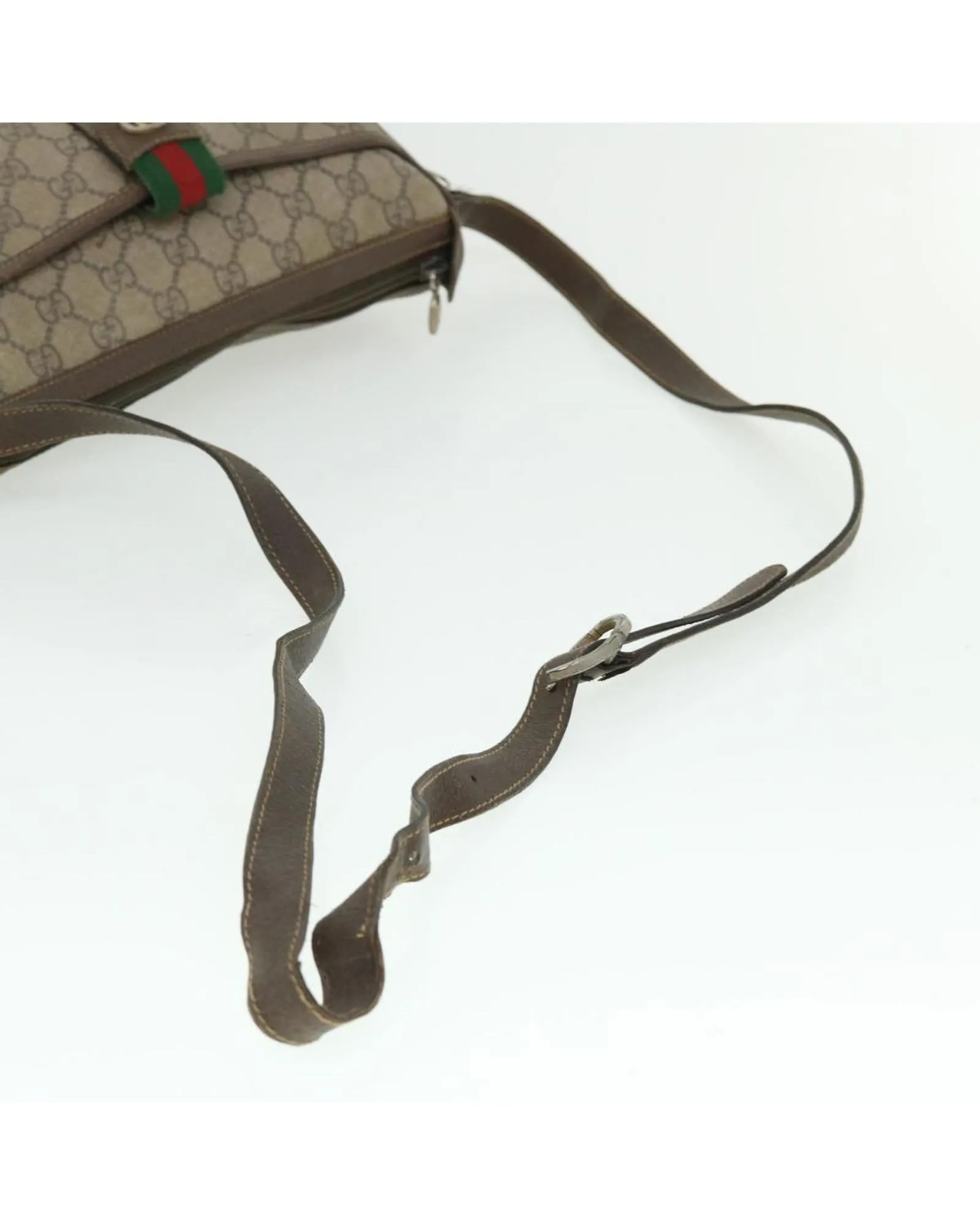 Canvas Shoulder Bag with Red and Beige Accents