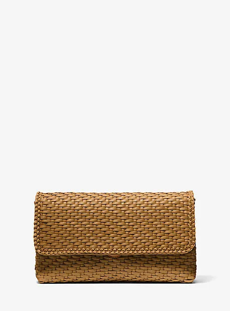Carole Hand-Woven Leather Foldover Clutch