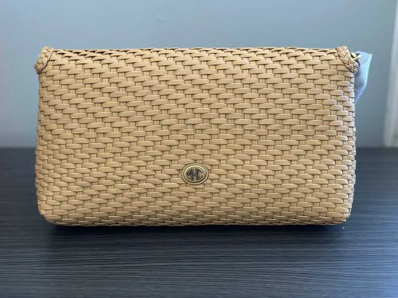 Carole Hand-Woven Leather Foldover Clutch