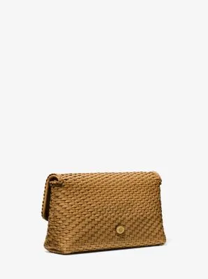 Carole Hand-Woven Leather Foldover Clutch