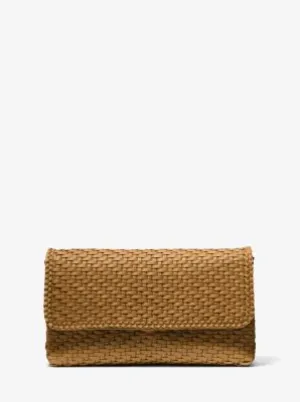 Carole Hand-Woven Leather Foldover Clutch