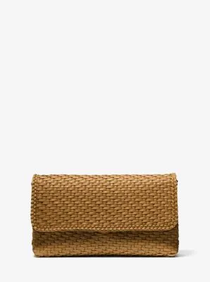 Carole Hand-Woven Leather Foldover Clutch