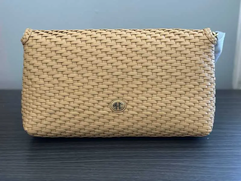 Carole Hand-Woven Leather Foldover Clutch