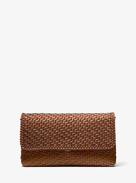 Carole Hand-Woven Leather Foldover Clutch