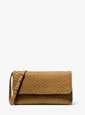 Carole Hand-Woven Leather Foldover Clutch