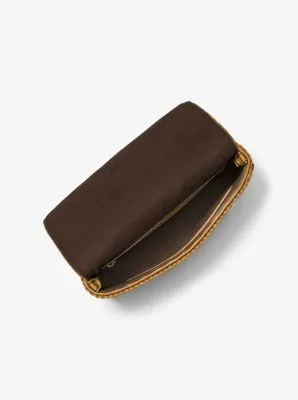Carole Hand-Woven Leather Foldover Clutch