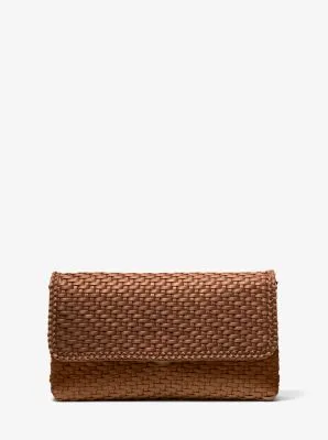 Carole Hand-Woven Leather Foldover Clutch