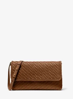 Carole Hand-Woven Leather Foldover Clutch