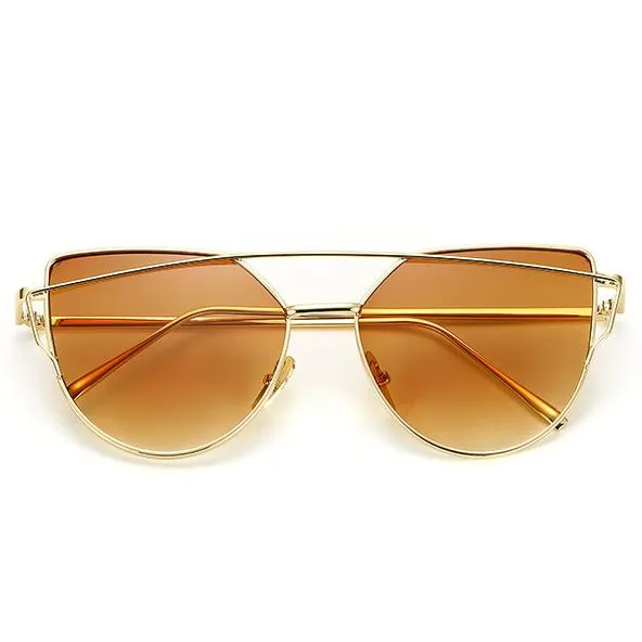Cat Eye Sunglasses Reflective Vintage Metal Glasses