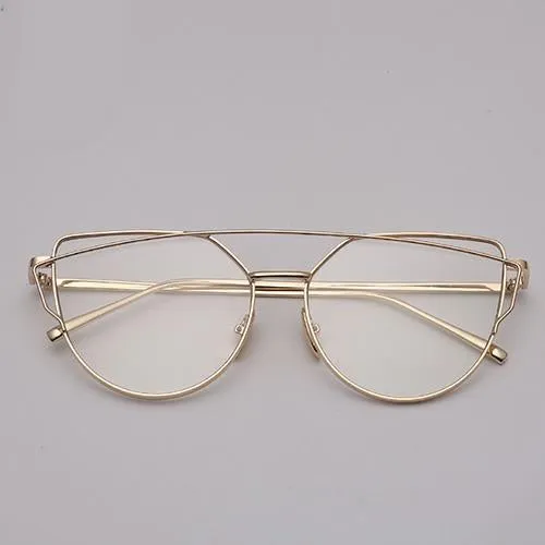 Cat Eye Sunglasses Reflective Vintage Metal Glasses