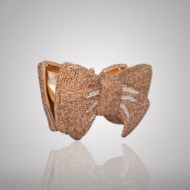 Chic Bronze Bow Swarovski Crystal Clutch | 0C942-XT