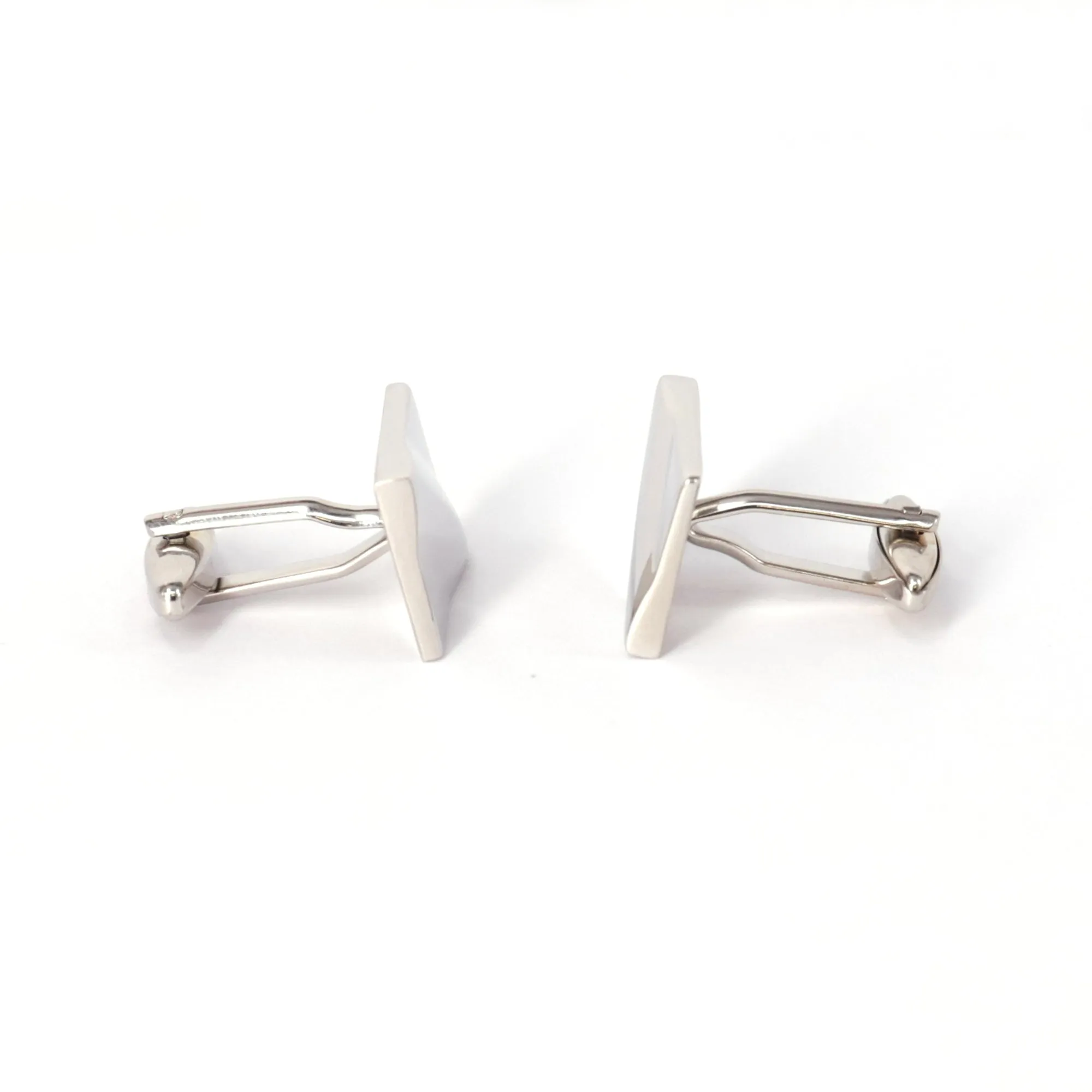 Classic Rectangle Silver Cufflinks with Detailing (Online Exclusive)