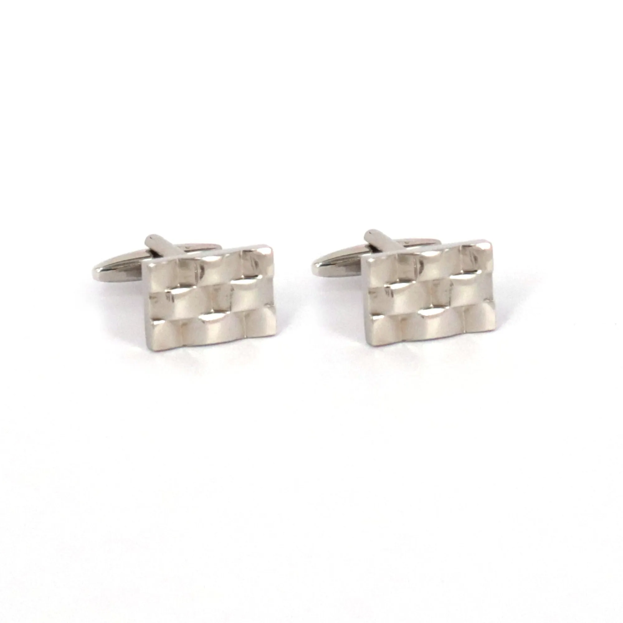 Classic Rectangle Silver Cufflinks with Detailing (Online Exclusive)