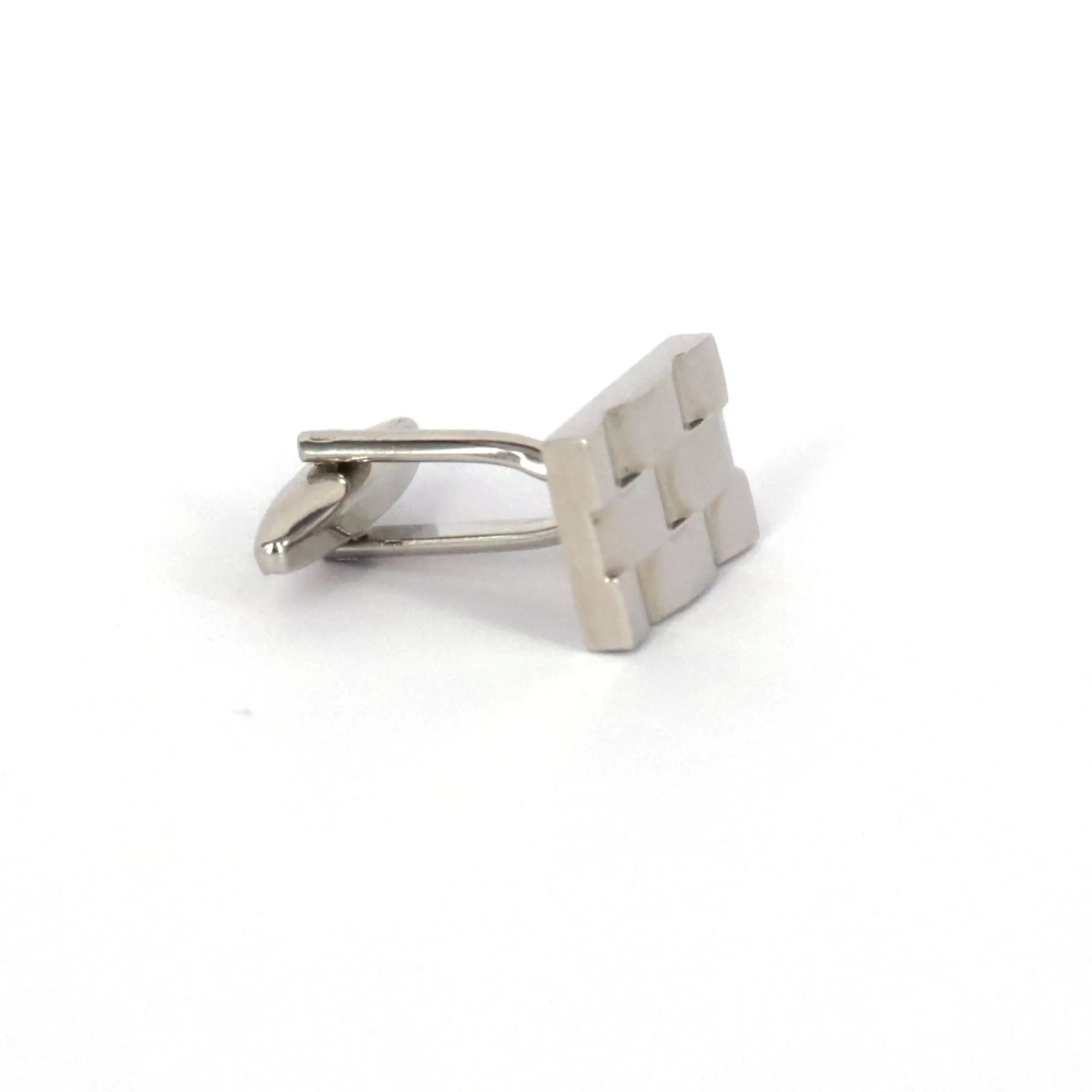 Classic Rectangle Silver Cufflinks with Detailing (Online Exclusive)
