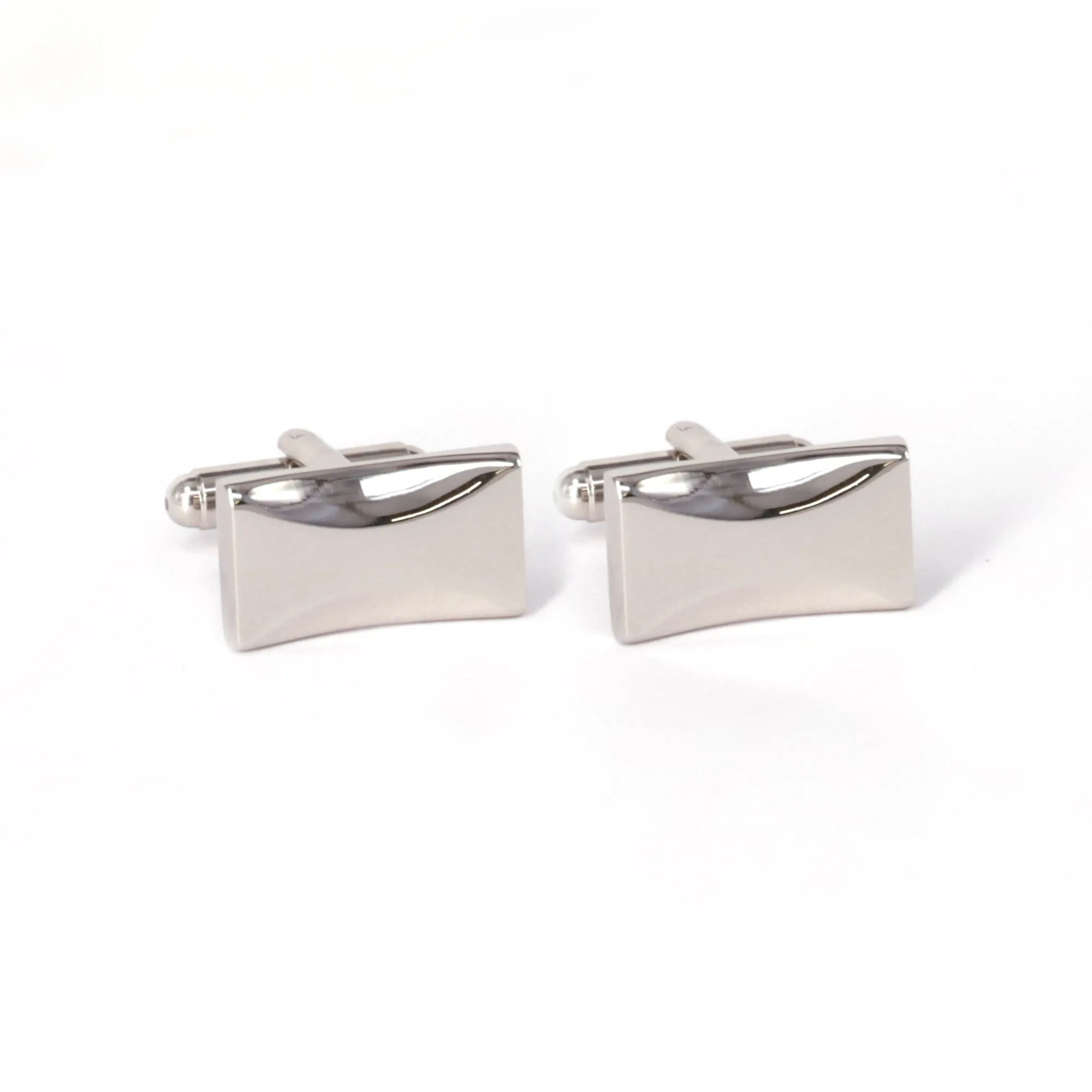 Classic Rectangle Silver Cufflinks with Detailing (Online Exclusive)