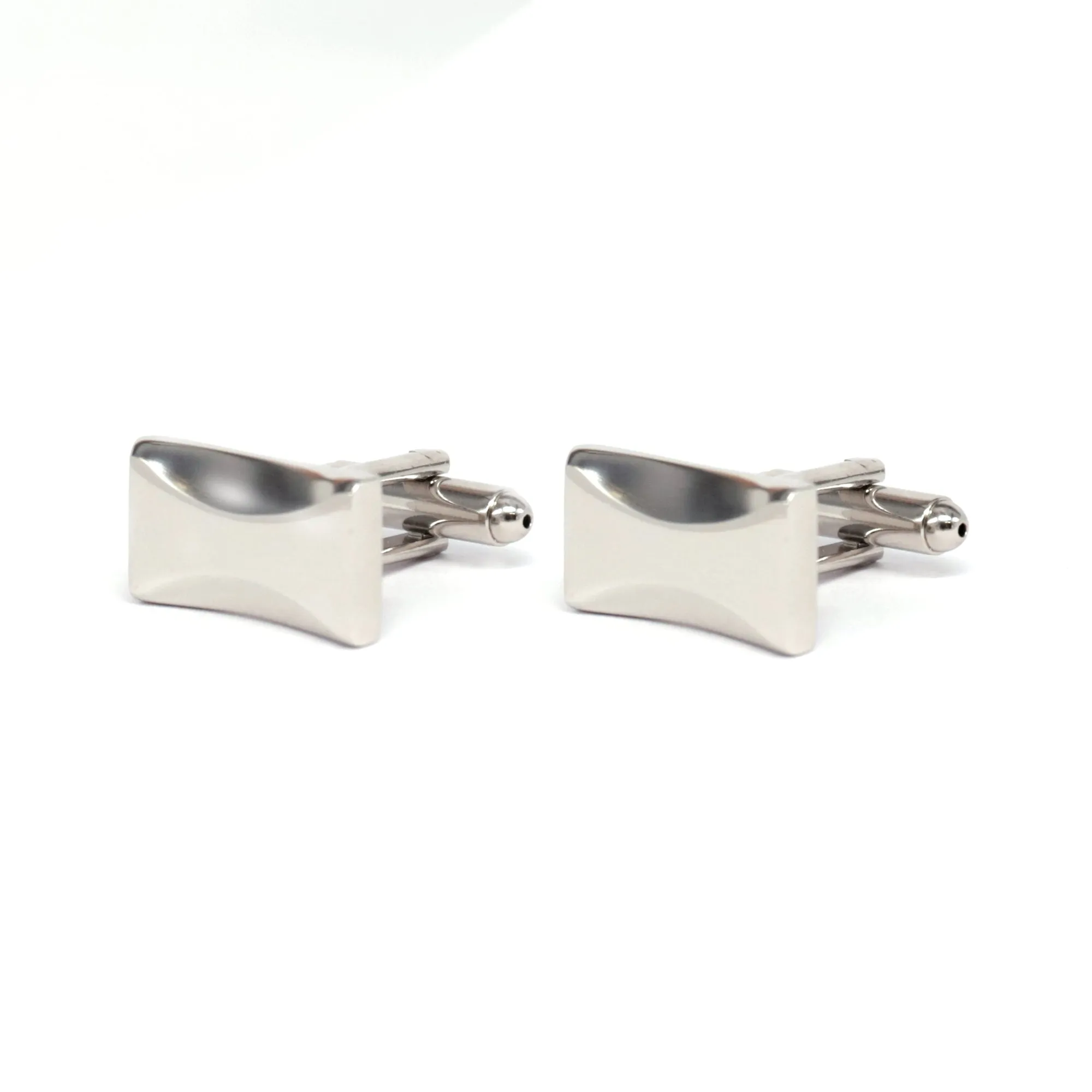 Classic Rectangle Silver Cufflinks with Detailing (Online Exclusive)