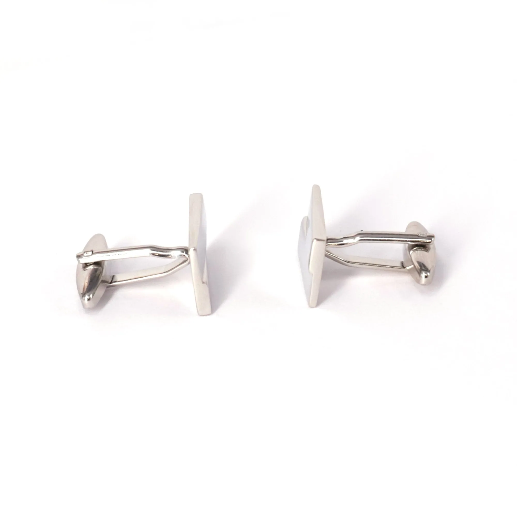 Classic Rectangle Silver Cufflinks with Detailing (Online Exclusive)