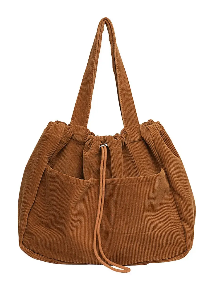 Corduroy Large Capacity Shoulder Bag F4130