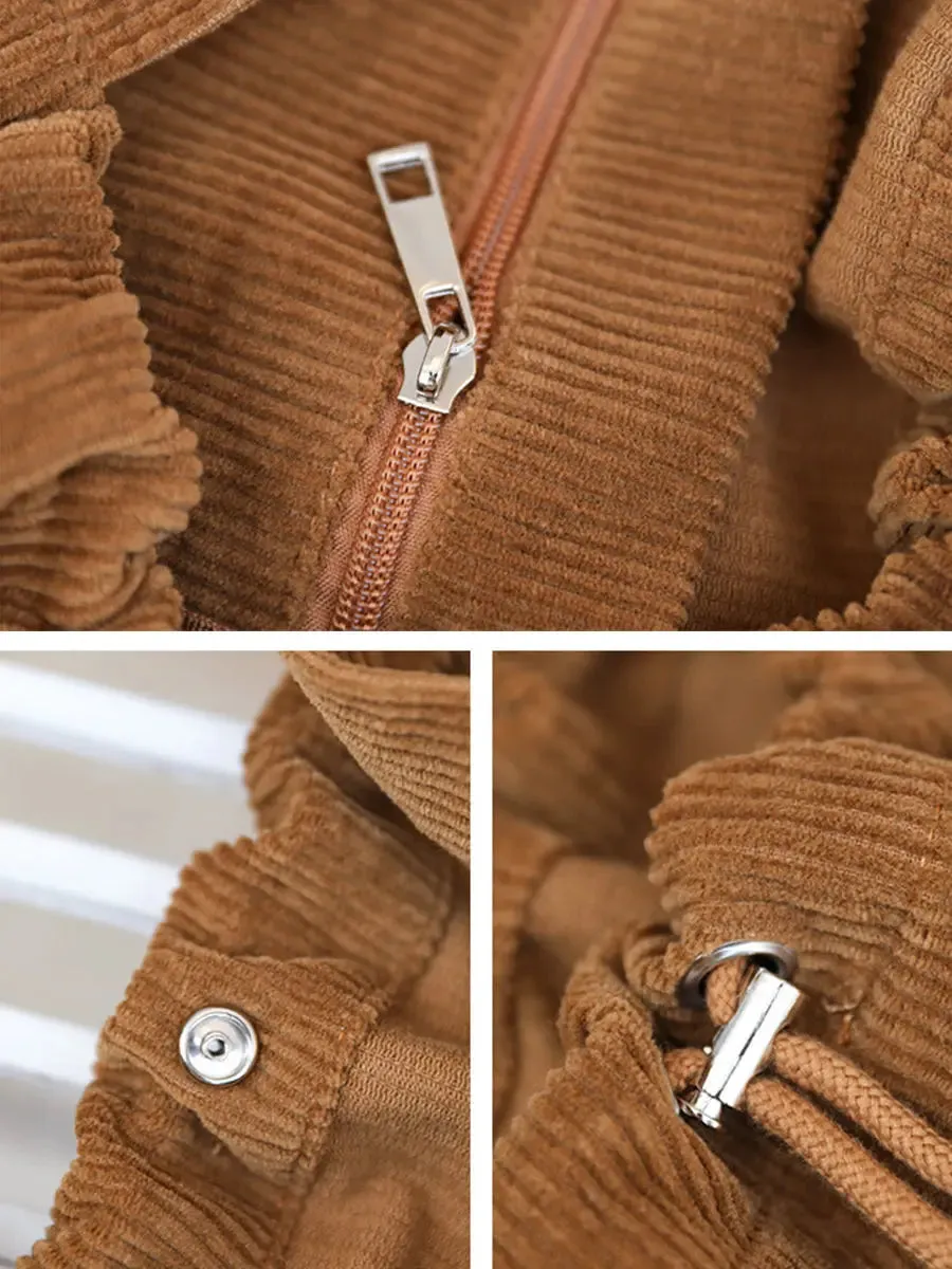 Corduroy Large Capacity Shoulder Bag F4130