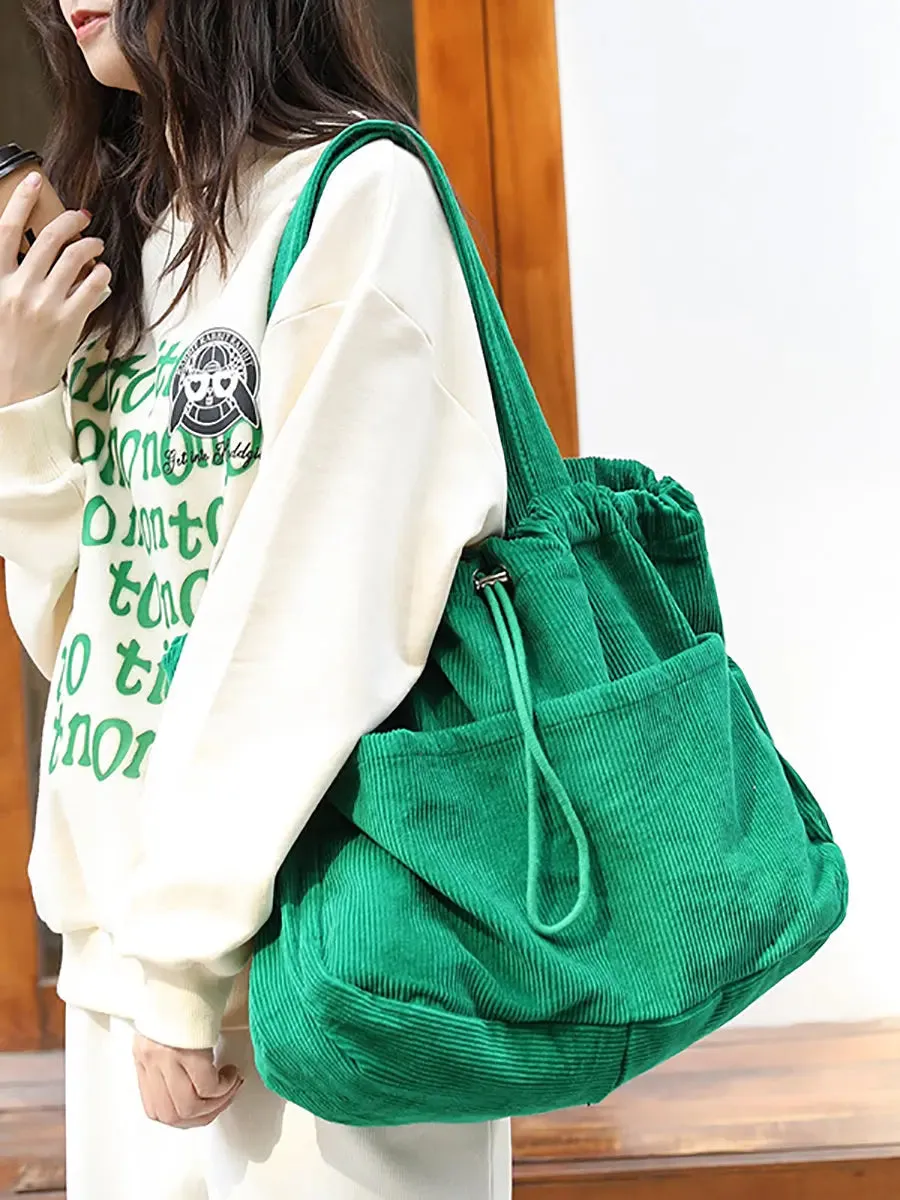 Corduroy Large Capacity Shoulder Bag F4130