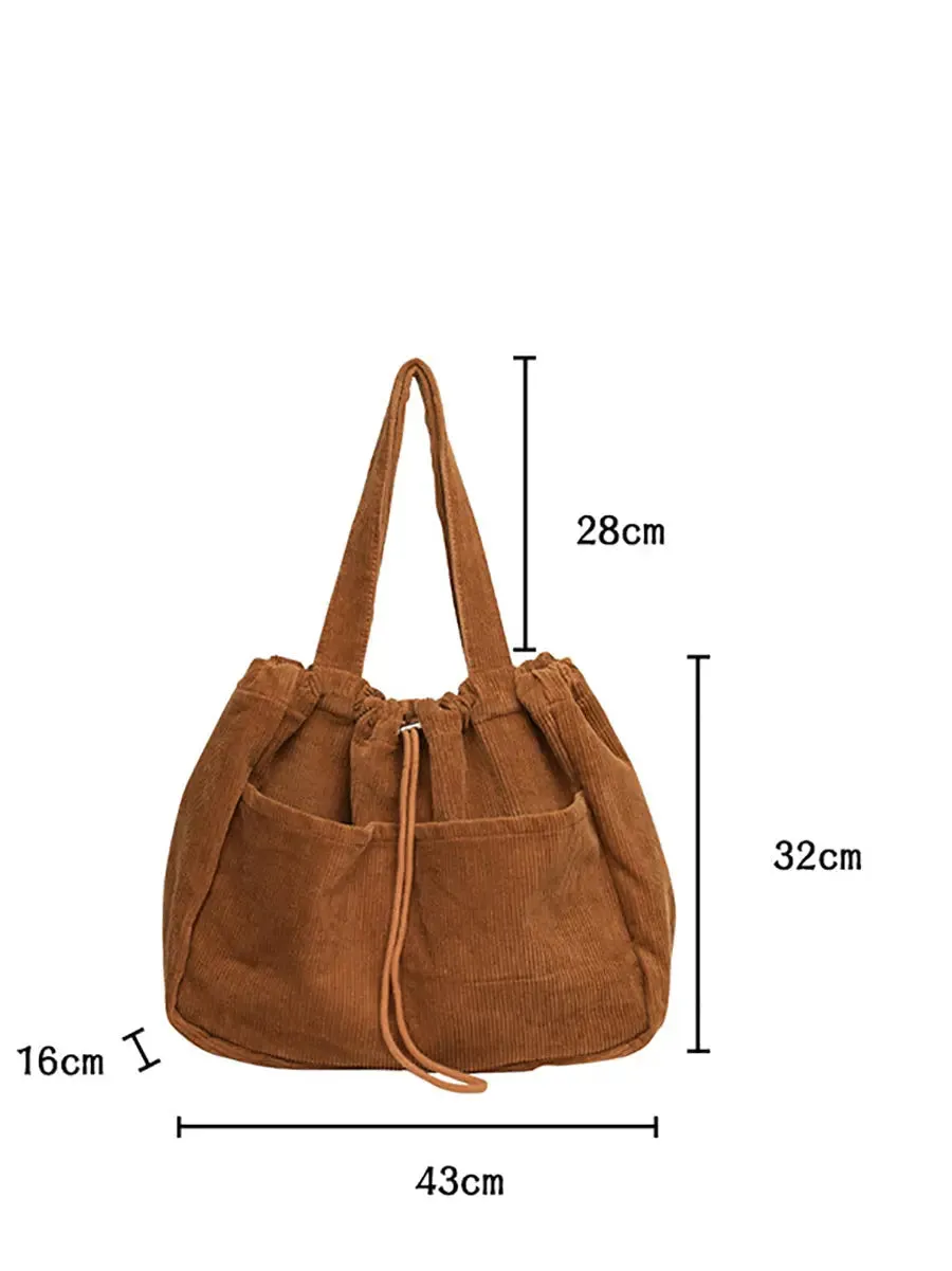 Corduroy Large Capacity Shoulder Bag F4130