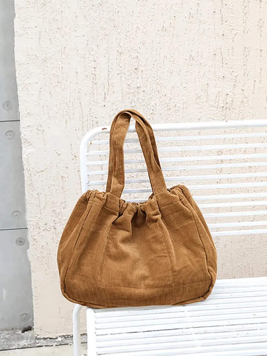 Corduroy Large Capacity Shoulder Bag F4130