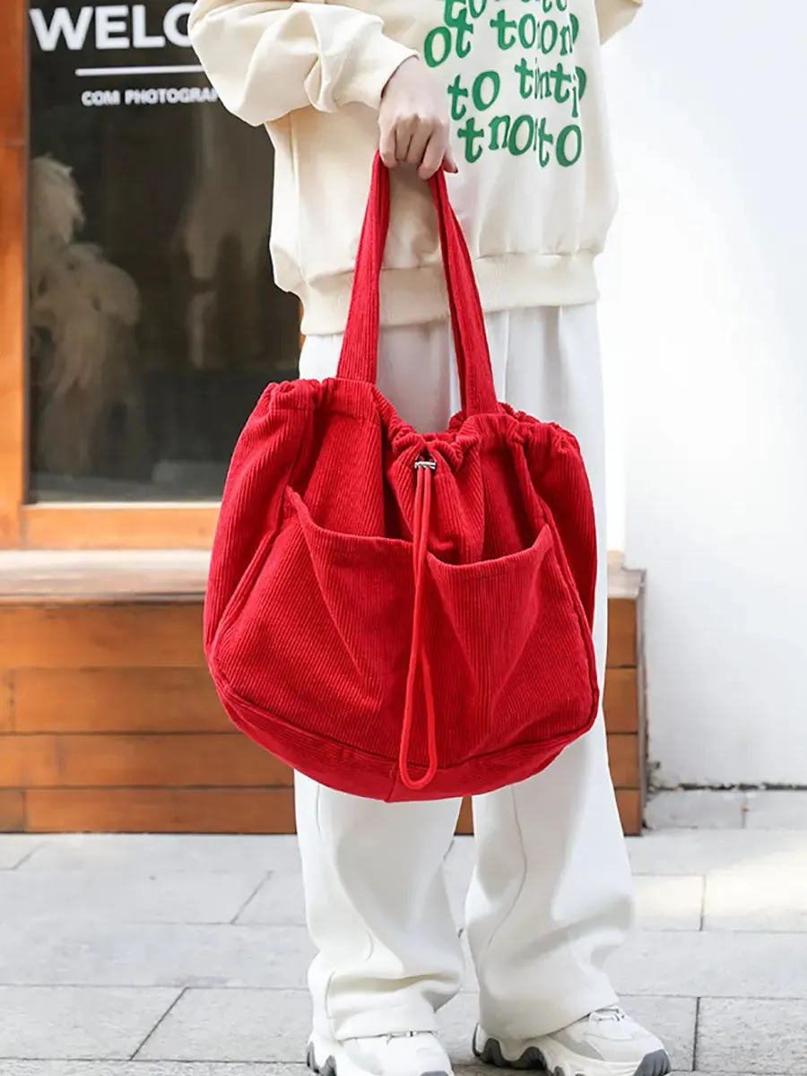 Corduroy Large Capacity Shoulder Bag F4130