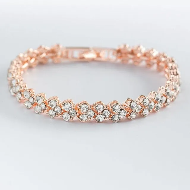 Crystal Heart Charm Bracelet Women Jewelry Gift