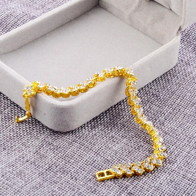 Crystal Heart Charm Bracelet Women Jewelry Gift