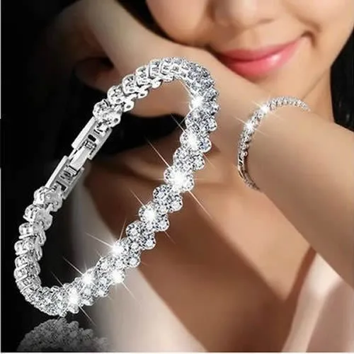 Crystal Heart Charm Bracelet Women Jewelry Gift