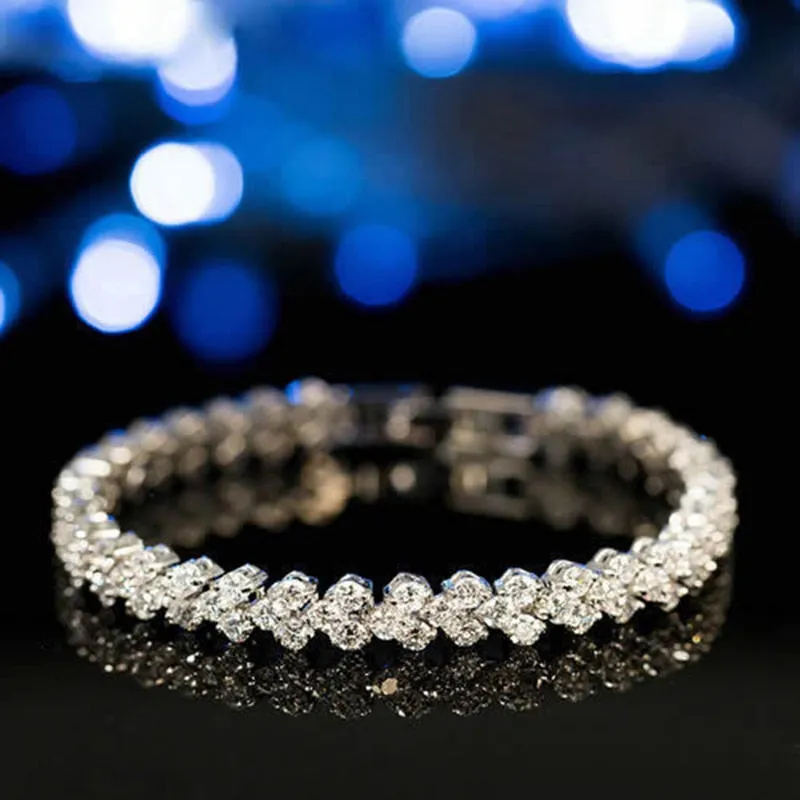 Crystal Heart Charm Bracelet Women Jewelry Gift