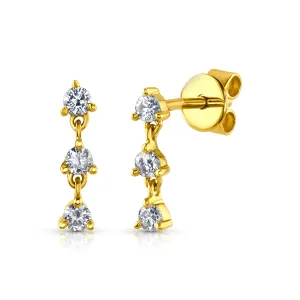 DIAMOND TRIPLE DROP EARRINGS, 14KT GOLD