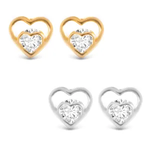 Double Heart Stud Earrings
