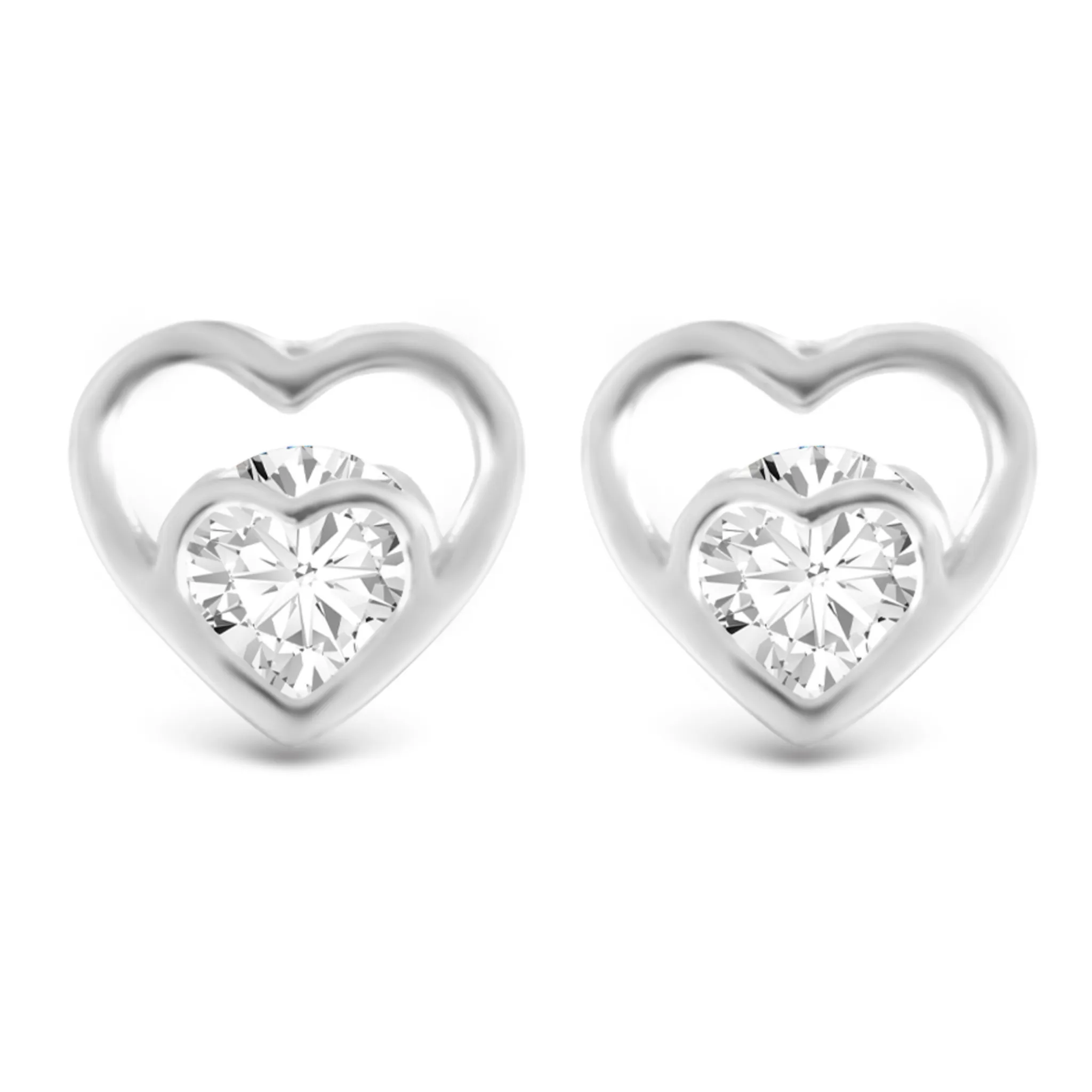 Double Heart Stud Earrings
