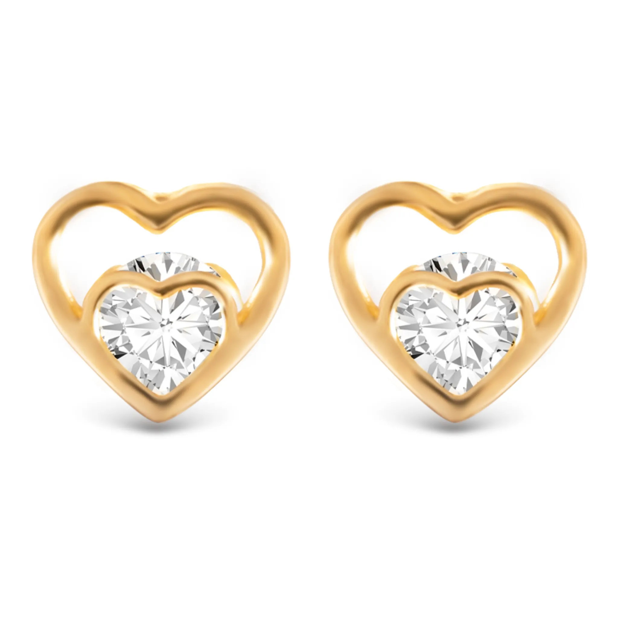 Double Heart Stud Earrings