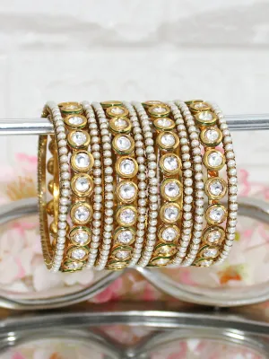 Exquisite Pearl Studded Kundan Bangles Set, Ethnic Jewelry Set, Gold Plated Bridal Jewelry, Wedding Pearl bangles, Kundan Chura Set, Indian Jewellery Set, Bollywood Pearl Jewelry, Pakistani Jewellery, celebrity Bangles